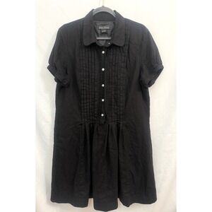 Jessica Howard Black Linen Blend Dress Short Sleeve Lined Womens Size 16